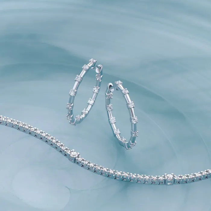 Earrings Modern Classic Inside Outside 1 CTW LabGrown Diamond Hoop Earrings Solid 14K White Yellow Rose Gold Storyteller by Vintage Magnality