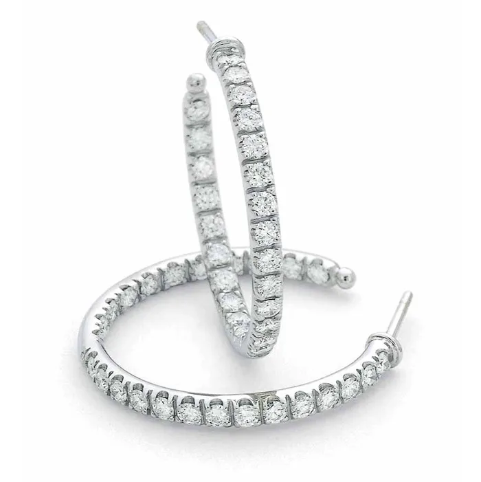 Earrings Precision Set Diamond Hoop Earrings