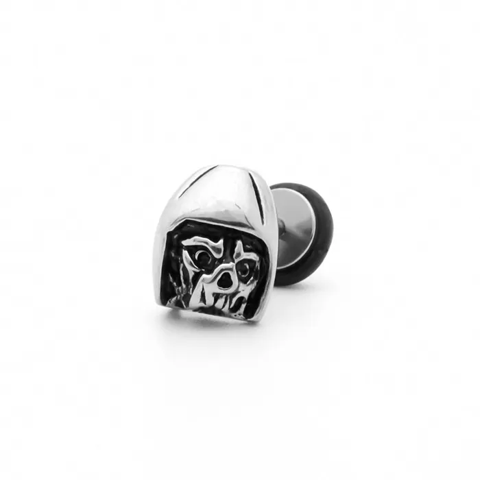 Earrings Stainless Steel Skull with Helmet Fake Plug Earring Glitters
