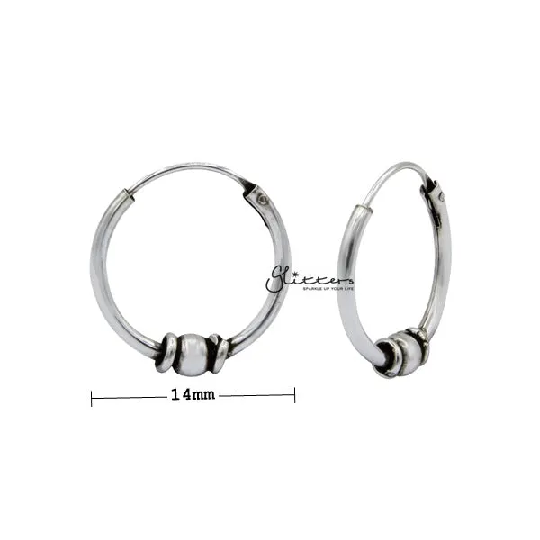 Earrings Sterling Silver Bali Hoop Sleeper Earrings 14mm SSE0305 Glitters