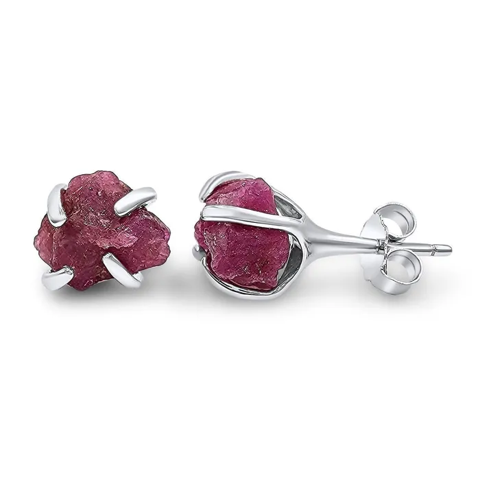 Earrings Uniquelan Jewelry Raw Pink Sapphire Stud Earrings