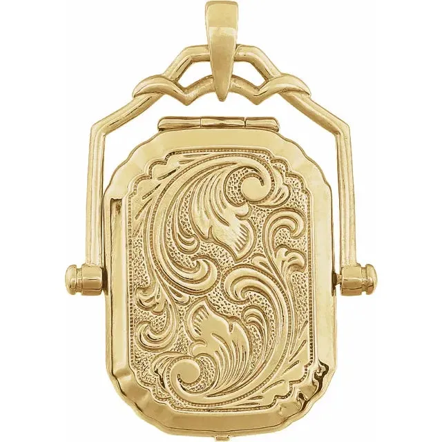 Embossed Swivel Locket Two Image Solid 14K Yellow Gold Storyteller by Vintage Magnality PreStyled Sets Embossed Swivel Locket Two Image Solid 14K Yellow Gold Storyteller by Vintage Magnality PreStyled Sets
