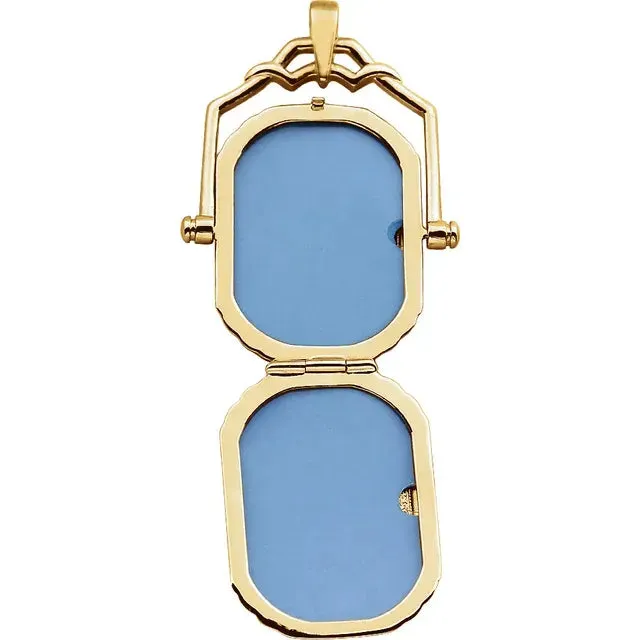 Embossed Swivel Locket Two Image Solid 14K Yellow Gold Storyteller by Vintage Magnality PreStyled Sets