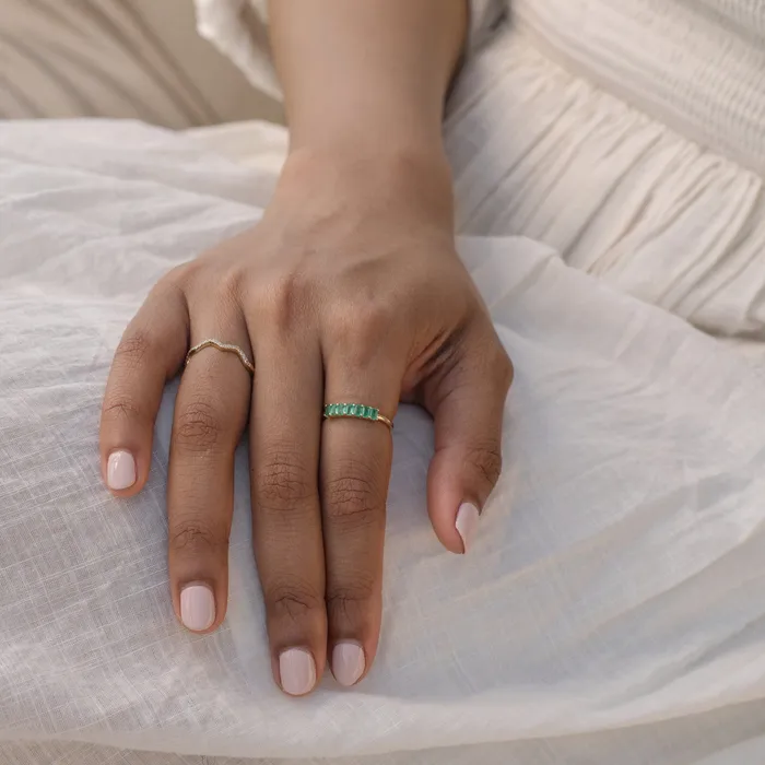 EmeraldCut Emerald Demi Band Valerie Madison Fine Jewelry Rings