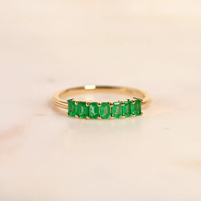 EmeraldCut Emerald Demi Band Valerie Madison Fine Jewelry Rings