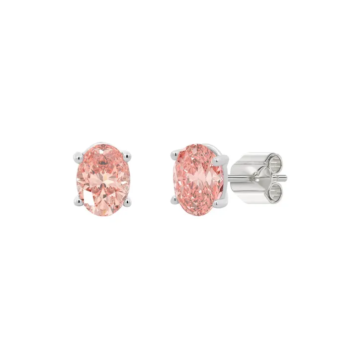 Ethos Earrings 14K WHITE GOLD 200CT OVAL PINK DIAMOND LADIES EARRINGS