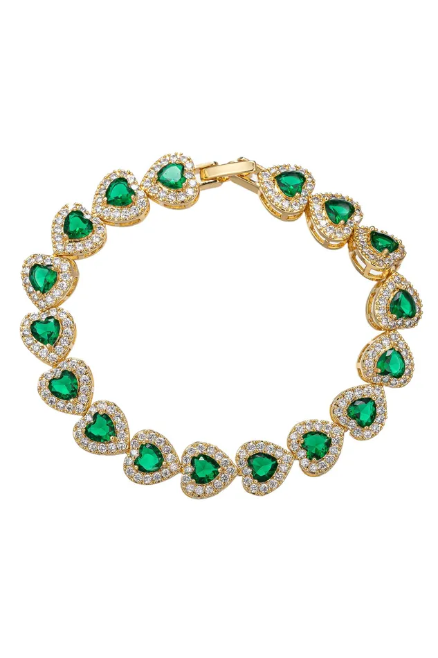 Eye Candy LA Bracelets Green Heart Cubic Zirconia Bracelet