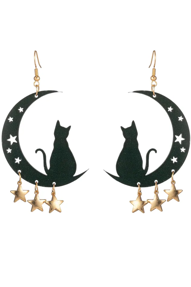 Eye Candy LA Earrings Black Cat Mood Drop Earring