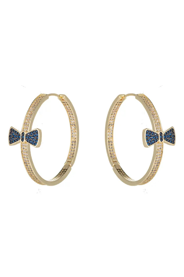 Eye Candy LA Earrings Blue Bow Loop Earrings