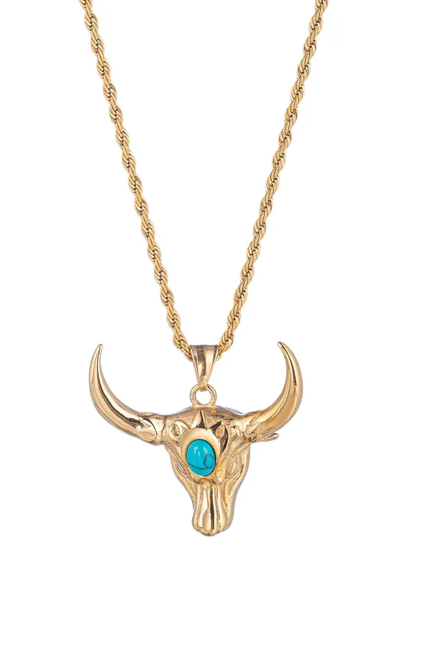 Eye Candy LA Necklaces 18K GoldPlated Bull Pendant Necklace
