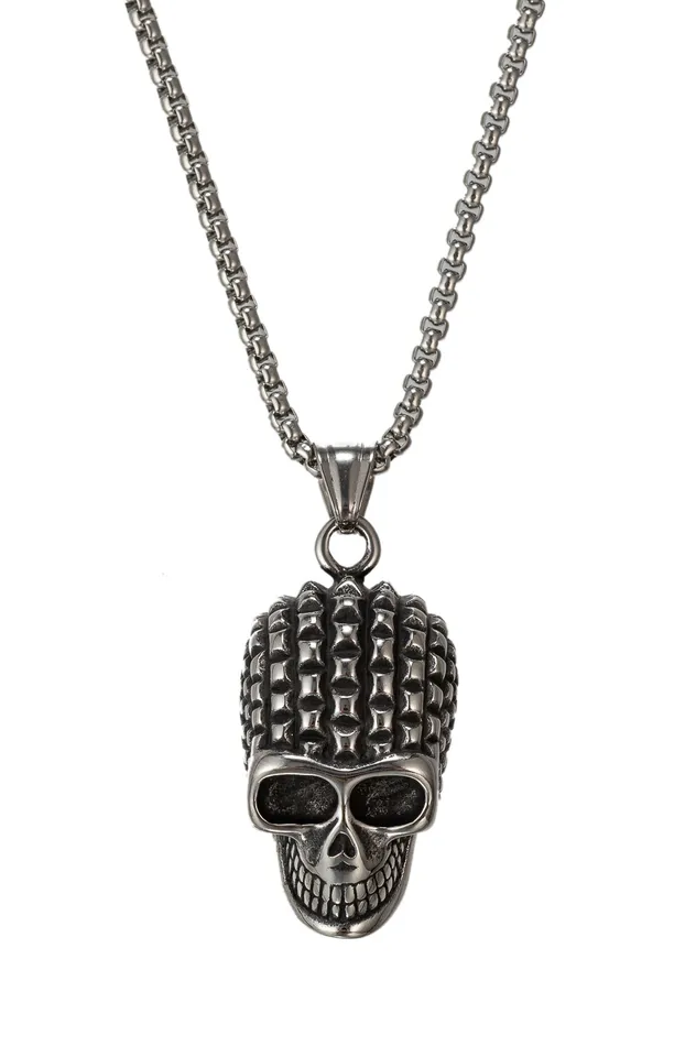Eye Candy LA Necklaces Samuel Skull Titianium Pendant Necklace