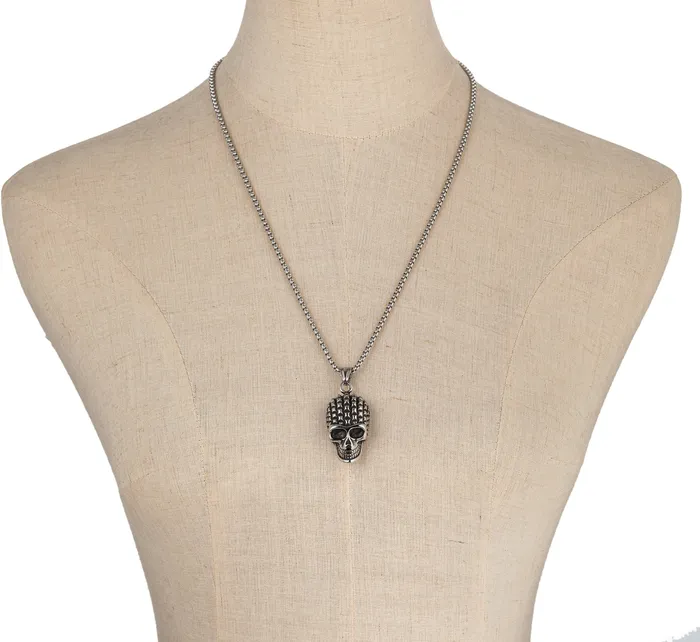 Eye Candy LA Necklaces Samuel Skull Titianium Pendant Necklace