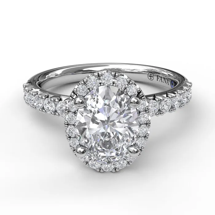 Fana 14K White Gold 53ctw Oval Halo Style Diamond SemiMount Engagement Ring FANA Rings Fana 14K White Gold 53ctw Oval Halo Style Diamond SemiMount Engagement Ring FANA Rings