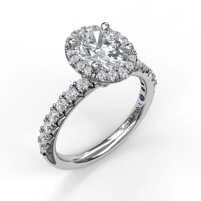 Fana 14K White Gold 53ctw Oval Halo Style Diamond SemiMount Engagement Ring FANA Rings Fana 14K White Gold 53ctw Oval Halo Style Diamond SemiMount Engagement Ring FANA Rings
