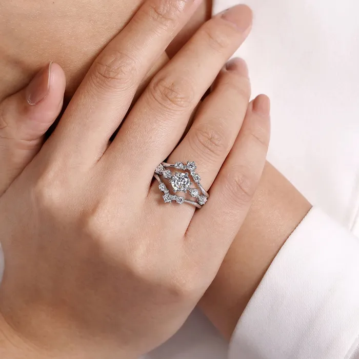 Gabriel 14K White Gold 050ctw Diamond Ring Guard GABRIEL CO Rings