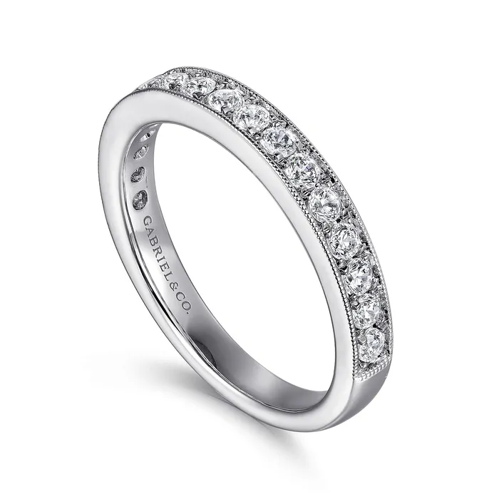 Gabriel 14K White Gold 050ctw Diamond Wedding Band GABRIEL CO Rings