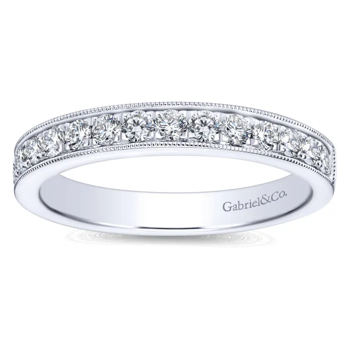 Gabriel 14K White Gold 050ctw Diamond Wedding Band GABRIEL CO Rings