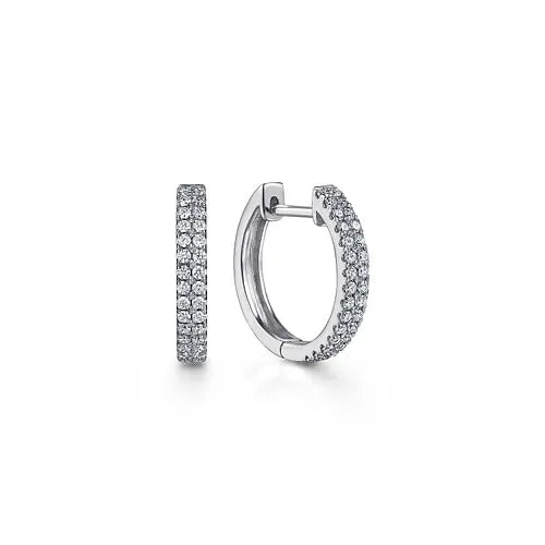 GABRIEL CO Earrings Gabriel 14K White Gold 030ctw Classic Round Hoop Style Diamond Earrings
