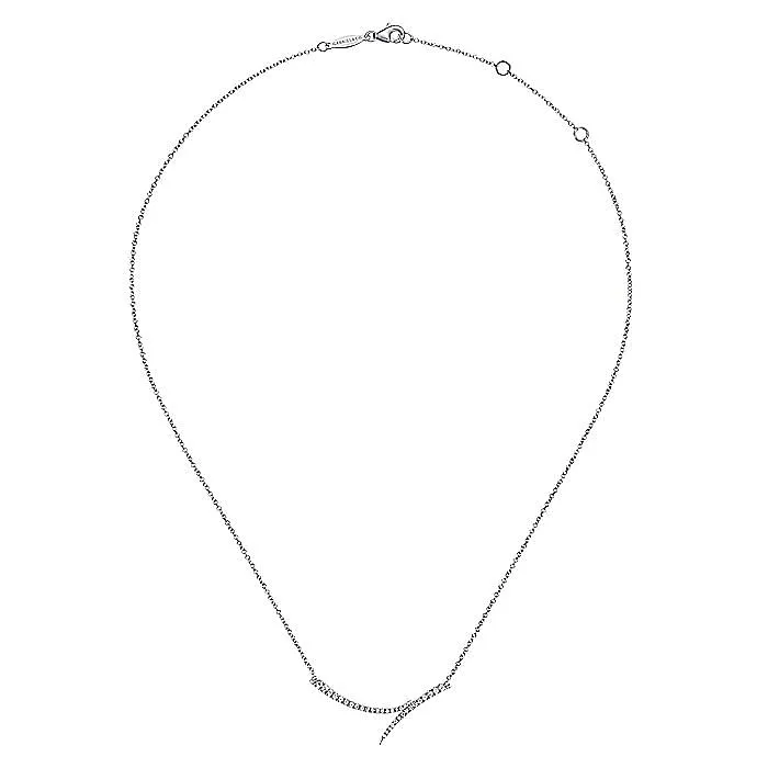 GABRIEL CO Necklaces Gabriel 14K White Gold 025ctw Bypass Bar Style Necklace GABRIEL CO Necklaces Gabriel 14K White Gold 025ctw Bypass Bar Style Necklace
