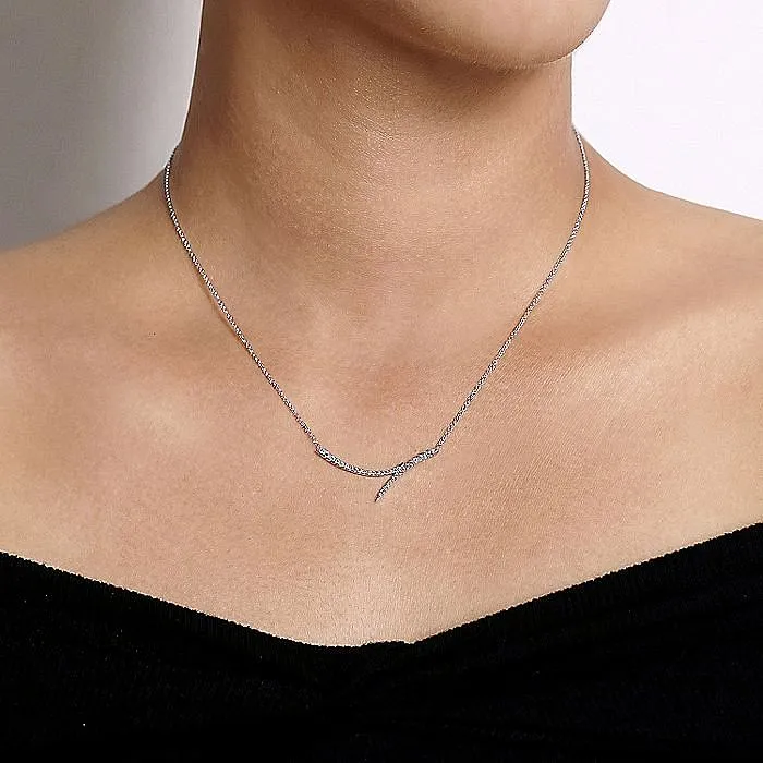 GABRIEL CO Necklaces Gabriel 14K White Gold 025ctw Bypass Bar Style Necklace GABRIEL CO Necklaces Gabriel 14K White Gold 025ctw Bypass Bar Style Necklace