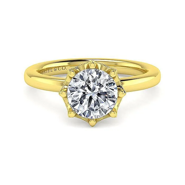 GABRIEL CO Rings Gabriel 14K Yellow Gold 05ctw Tulip Style Diamond SemiMount Engagement Ring
