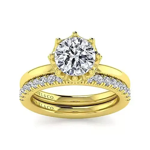 GABRIEL CO Rings Gabriel 14K Yellow Gold 05ctw Tulip Style Diamond SemiMount Engagement Ring GABRIEL CO Rings Gabriel 14K Yellow Gold 05ctw Tulip Style Diamond SemiMount Engagement Ring
