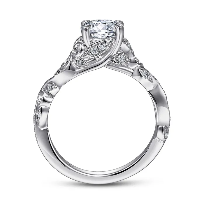 GABRIEL CO Rings Gabriel Floral Collection 14K White Gold 014ctw 4 Prong Style Diamond SemiMount Engagement Ring GABRIEL CO Rings Gabriel Floral Collection 14K White Gold 014ctw 4 Prong Style Diamond SemiMount Engagement Ring