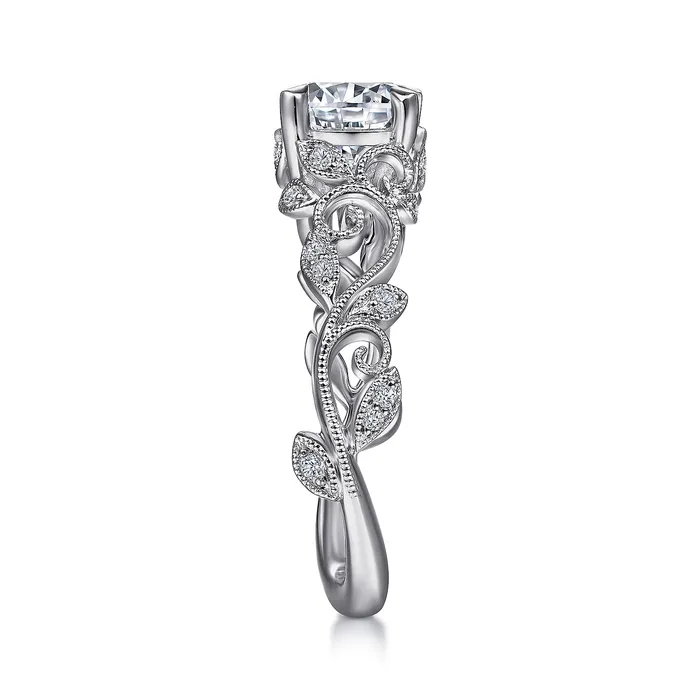 GABRIEL CO Rings Gabriel Floral Collection 14K White Gold 014ctw 4 Prong Style Diamond SemiMount Engagement Ring GABRIEL CO Rings Gabriel Floral Collection 14K White Gold 014ctw 4 Prong Style Diamond SemiMount Engagement Ring