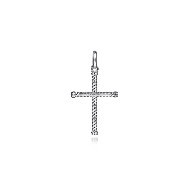 GABRIEL CO Rings Sterling Silver Cross Sentiment Charm