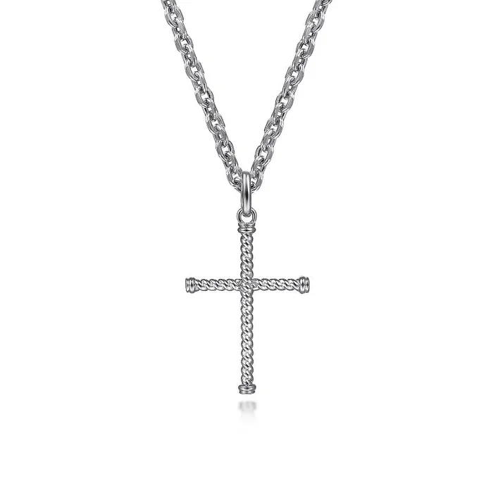 GABRIEL CO Rings Sterling Silver Cross Sentiment Charm