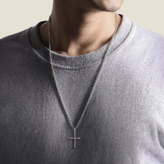 GABRIEL CO Rings Sterling Silver Cross Sentiment Charm