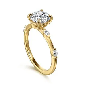 Gabriel Starlight Collection 14K Yellow Gold 016ctw 4 Prong Style Diamond SemiMount Engagement Ring GABRIEL CO Rings