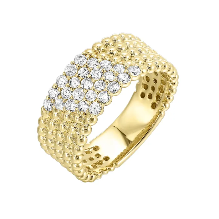 GEMS ONE CORPRATION 14K Yellow Gold 5ctw Beaded Diamond Fashion Ring Rings GEMS ONE CORPRATION 14K Yellow Gold 5ctw Beaded Diamond Fashion Ring Rings