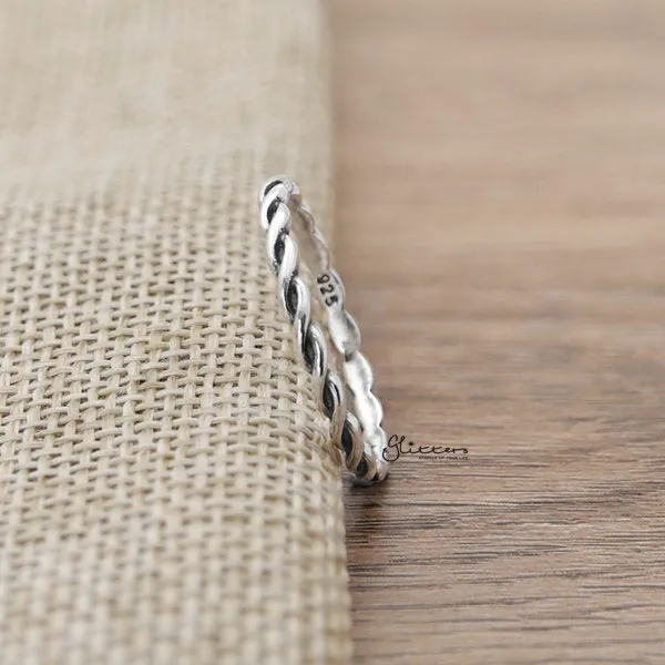 Glitters 925 Sterling Silver Braided Band Rings Rings