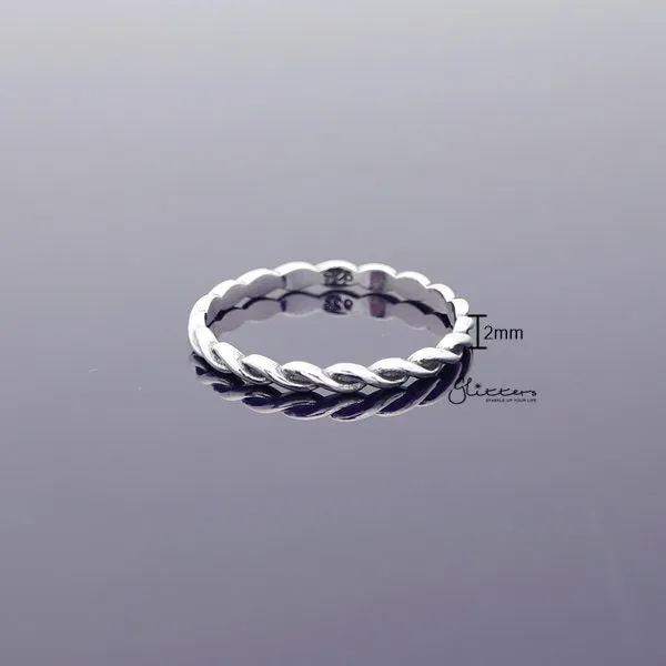 Glitters 925 Sterling Silver Braided Band Rings Rings