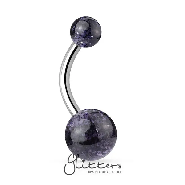 Glitters Black Acrylic Color Ultra Glitter Ball Belly Button Ring Rings