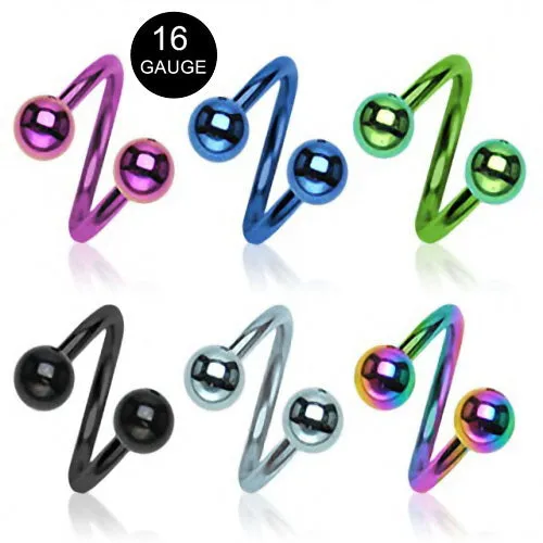 Glitters Bracelets 16GA Titanium Ion Plated over Surgical Steel Twist Circulars