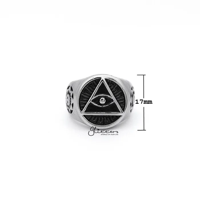 Glitters Bracelets Stainless Steel Circle All Seeing EyeEye of Providence Casting Mens Rings