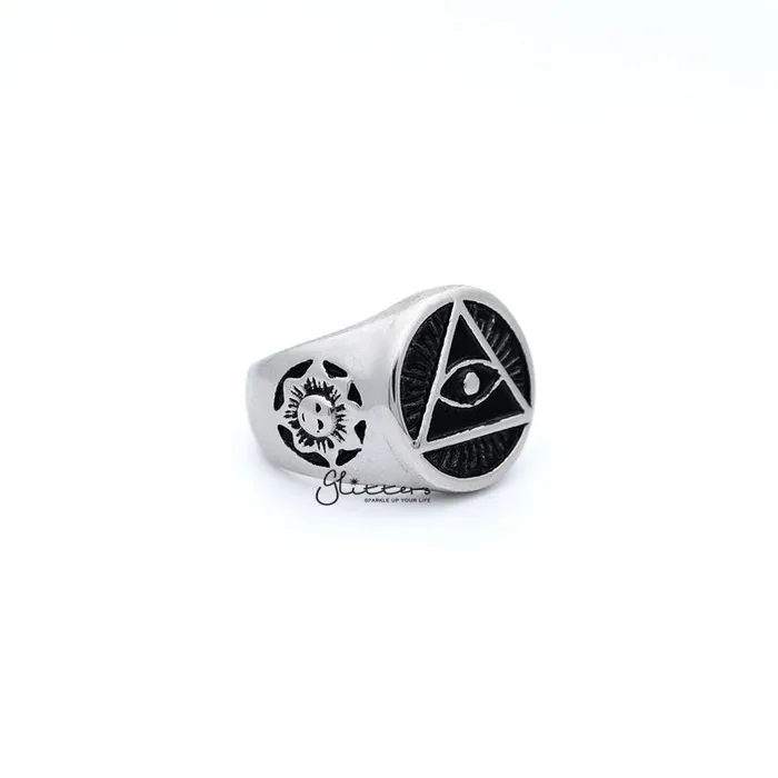 Glitters Bracelets Stainless Steel Circle All Seeing EyeEye of Providence Casting Mens Rings