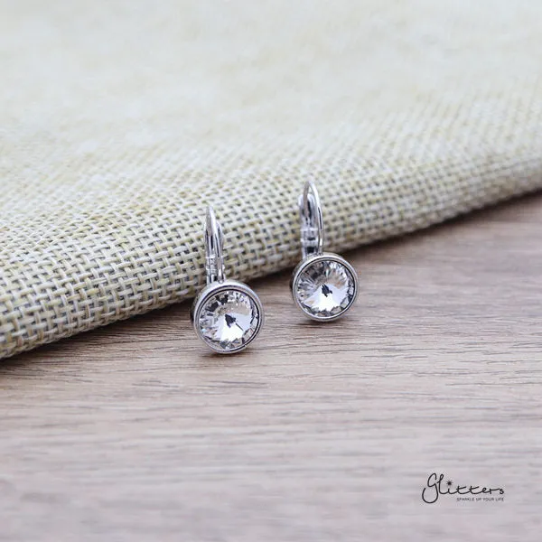 Glitters Earrings Round Crystal Hook Earrings 8 Colour Options
