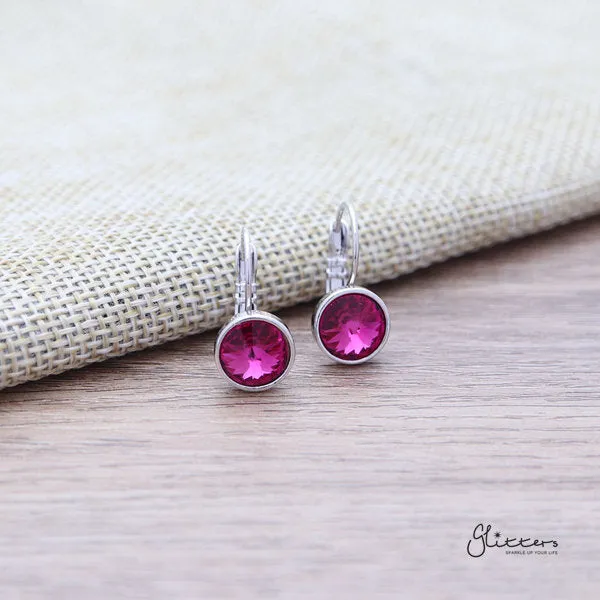 Glitters Earrings Round Crystal Hook Earrings 8 Colour Options