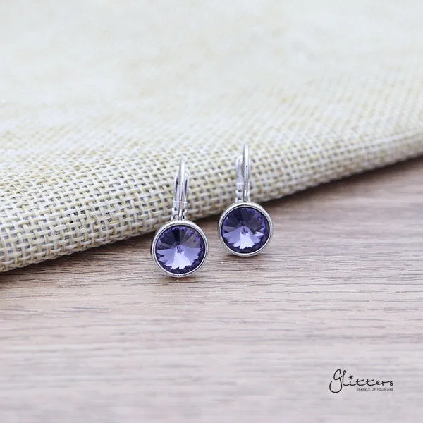 Glitters Earrings Round Crystal Hook Earrings 8 Colour Options