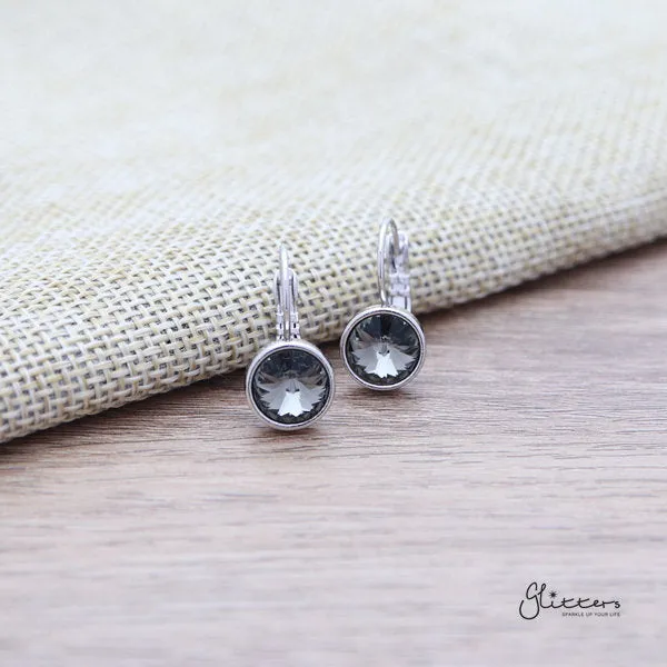Glitters Earrings Round Crystal Hook Earrings 8 Colour Options