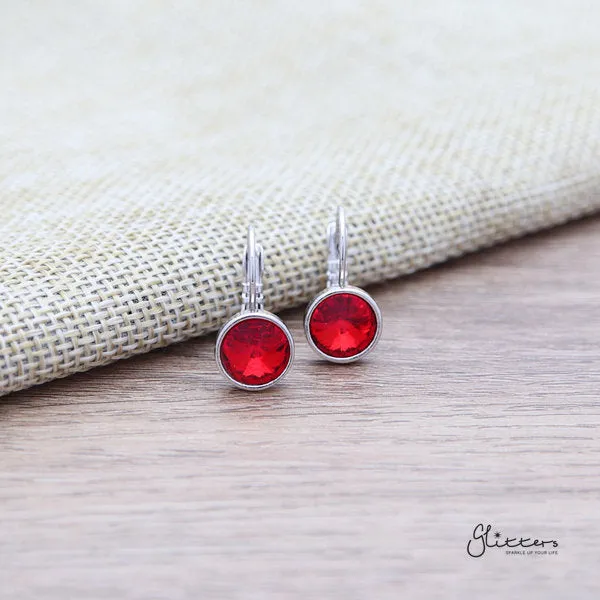 Glitters Earrings Round Crystal Hook Earrings 8 Colour Options