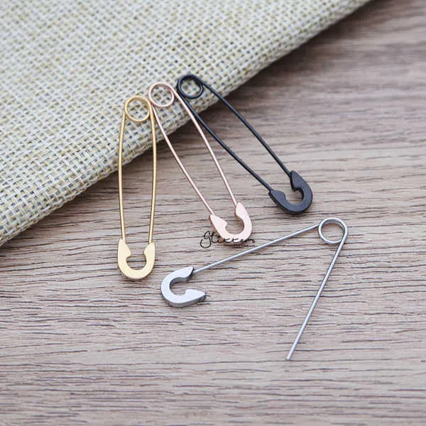 Glitters Earrings Stainless Steel Safety Pin Earrings