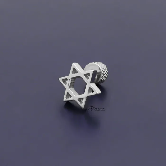 Glitters Earrings Star of David Fake Plug Earring