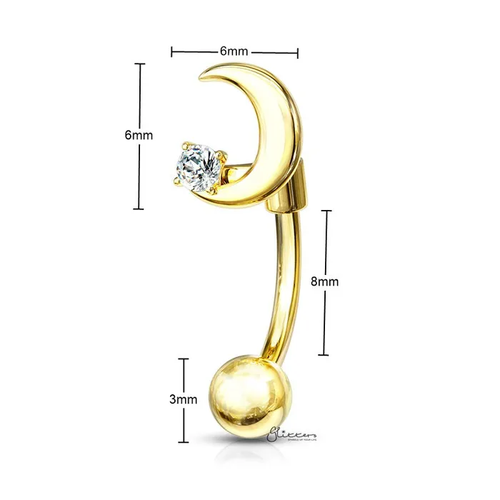 Glitters Rings Crescent Moon Curved Barbell Eyebrow Ring Gold