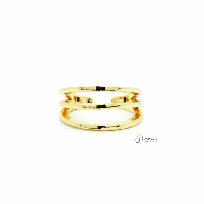 Glitters Rings Three Lines Plain Band Toe Ring Gold
