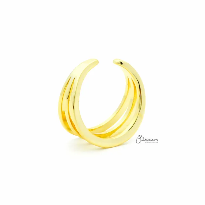 Glitters Rings Three Lines Plain Band Toe Ring Gold