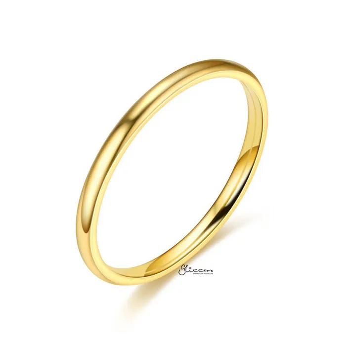 Gold Plated 2mm Wide Glossy Mirror Polished Stainless Steel Plain Band Ring Glitters Rings Gold Plated 2mm Wide Glossy Mirror Polished Stainless Steel Plain Band Ring Glitters Rings
